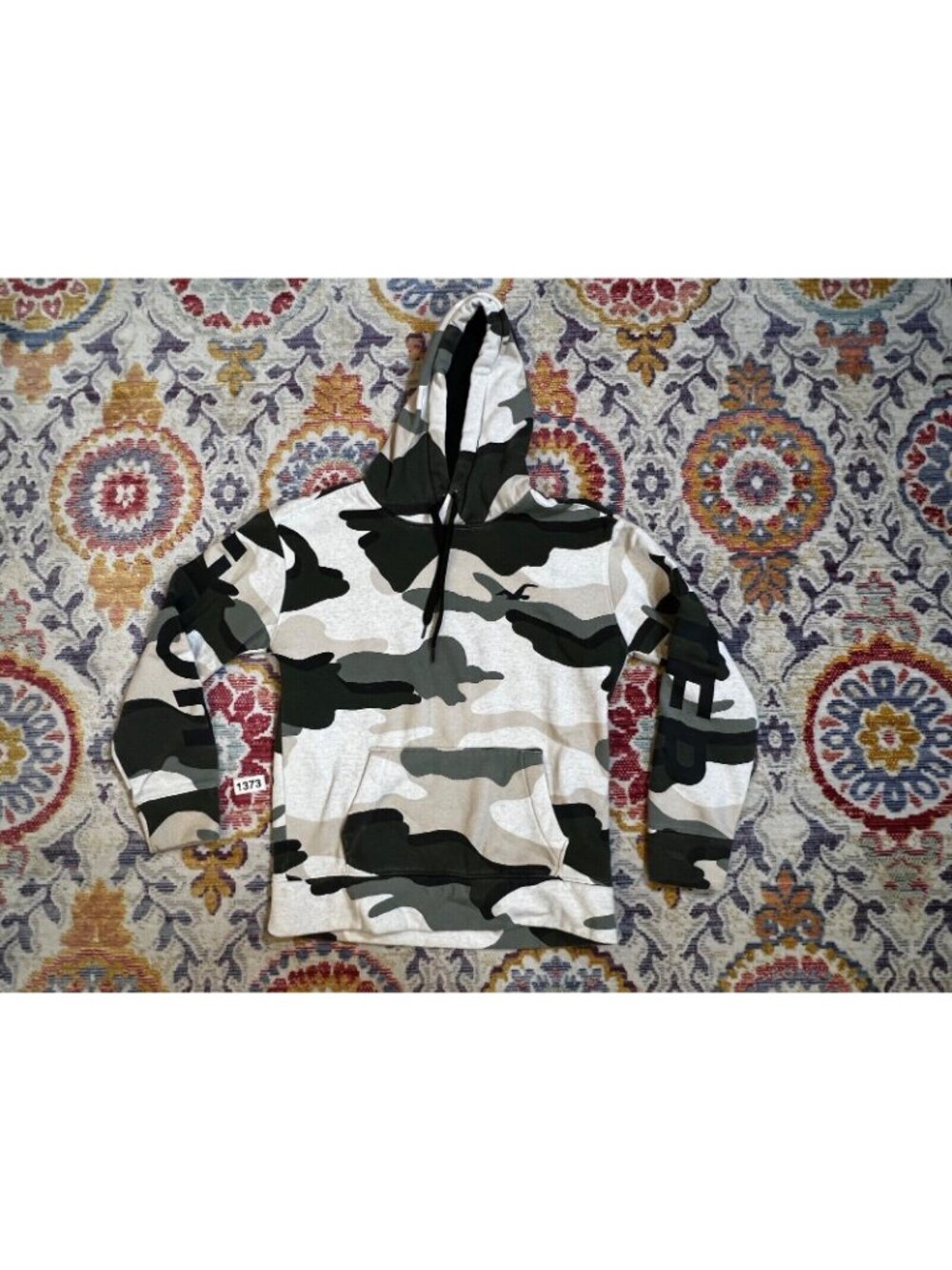 Hollister Womans Hoodie Sweatshirt Camo Multi Pullover Pocket Fleece Small - Picture 3 of 6